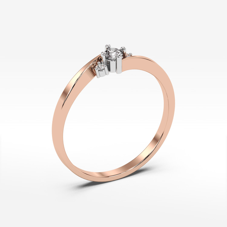 Pierścionek z różowego złota z diamentami  - próba 585 0,12CT PV-205C