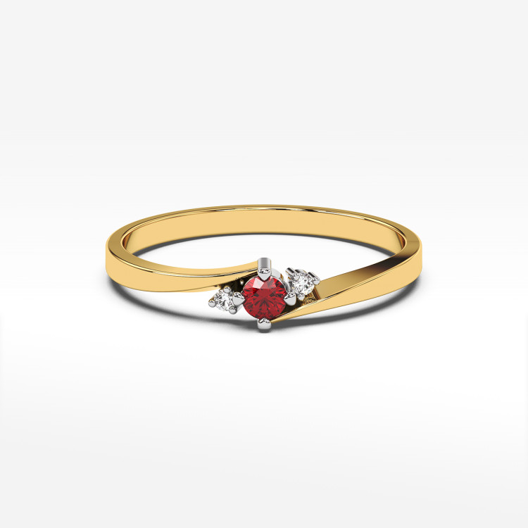 Pierścionek z żółtego złota z rubinem - próba 585 0,167CT PV-205AR