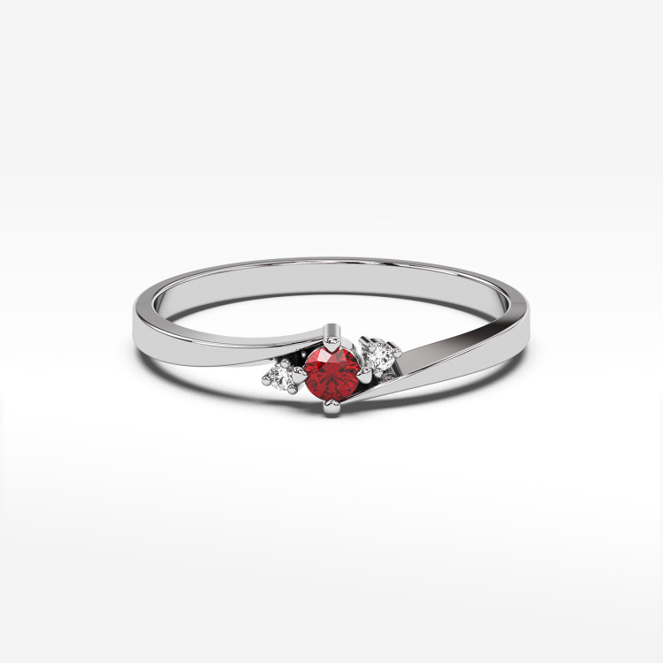 Pierścionek z białego złota z rubinem - próba 585 0,167CT PV-205BR