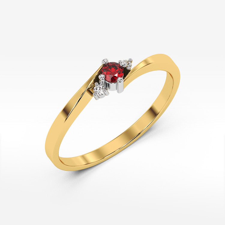 Pierścionek z żółtego złota z rubinem - próba 585 0,167CT PV-205AR