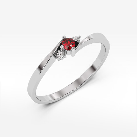Pierścionek z białego złota z rubinem - próba 585 0,167CT PV-205BR