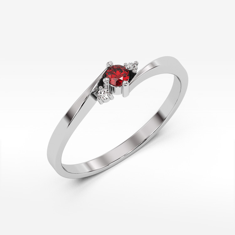 Pierścionek z białego złota z rubinem - próba 585 0,167CT PV-205BR