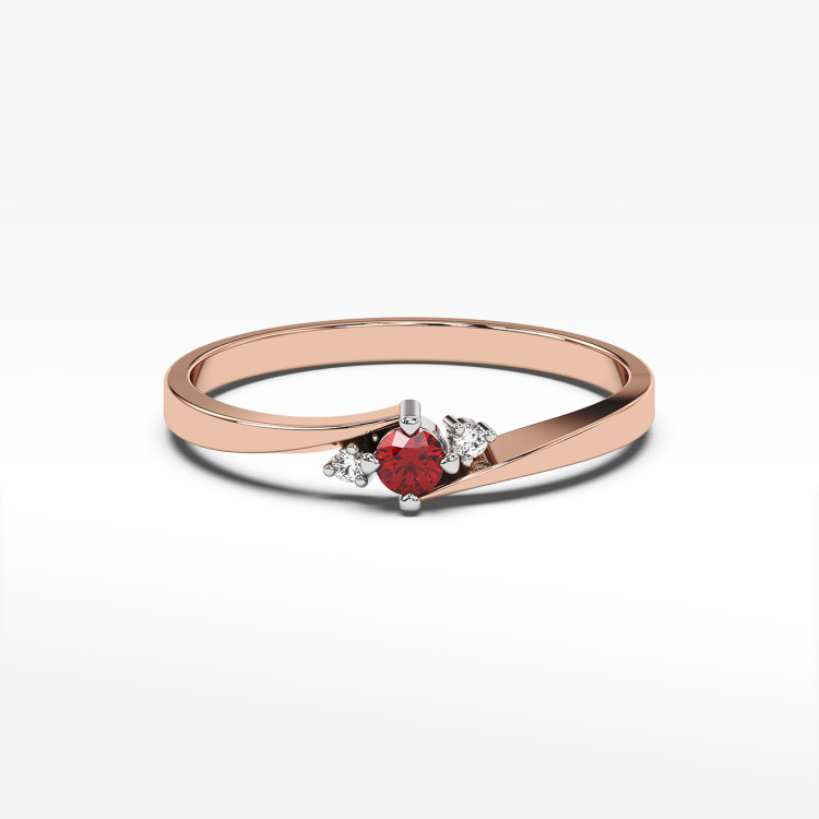 Pierścionek z różowego złota z rubinem - próba 585 0,167CT PV-205CR