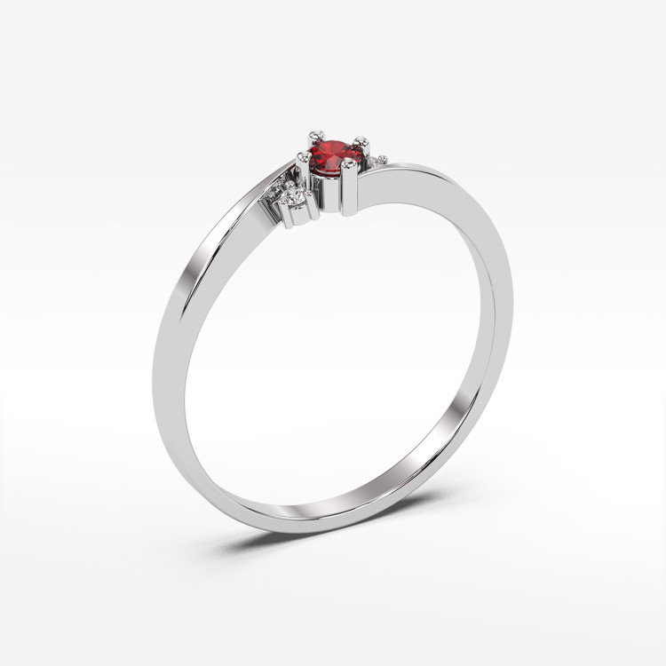 Pierścionek z białego złota z rubinem - próba 585 0,167CT PV-205BR