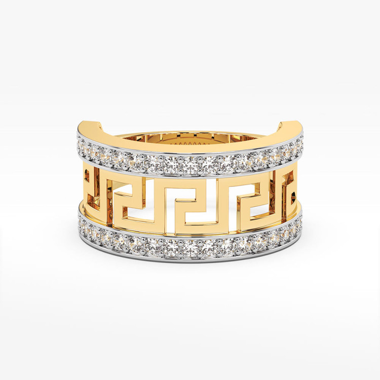 Złoty pierścionek z greckim wzorem