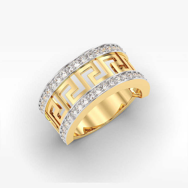 Złoty pierścionek z greckim wzorem