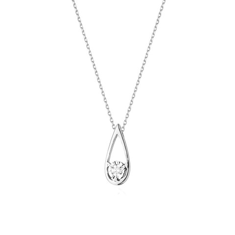 Naszyjnik z białego złota z diamentem - próba 585 0,08CT C-030B