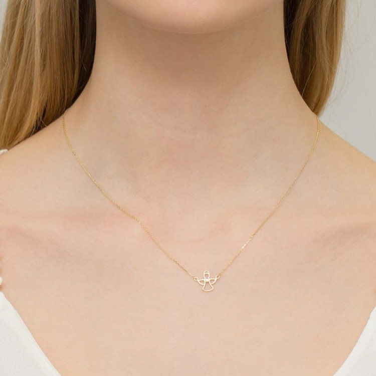 Naszyjnik z białego złota z diamentem - próba 585 0,015CT C-044B