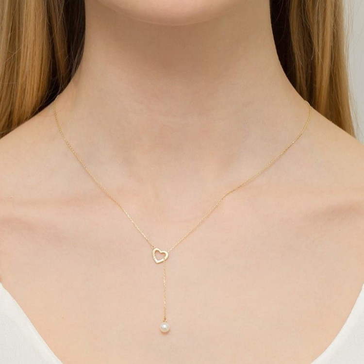 Naszyjnik z żółtego złota z diamentem - próba 585 0,01CT C-052A