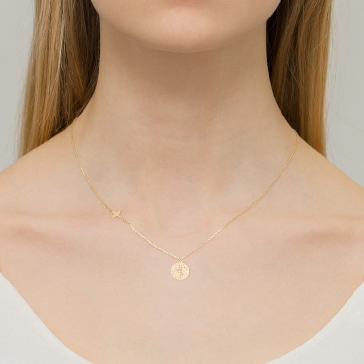 Naszyjnik z żółtego złota z diamentem - próba 585 0,005CT C-056A