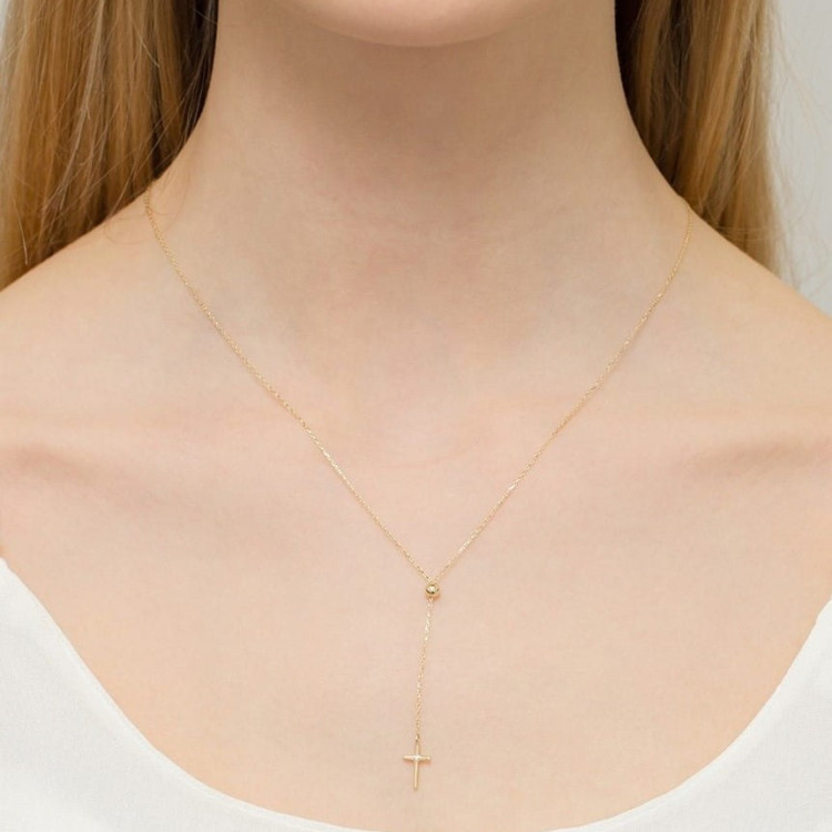 Naszyjnik z żółtego złota z diamentem - próba 585 0,015CT C-065A