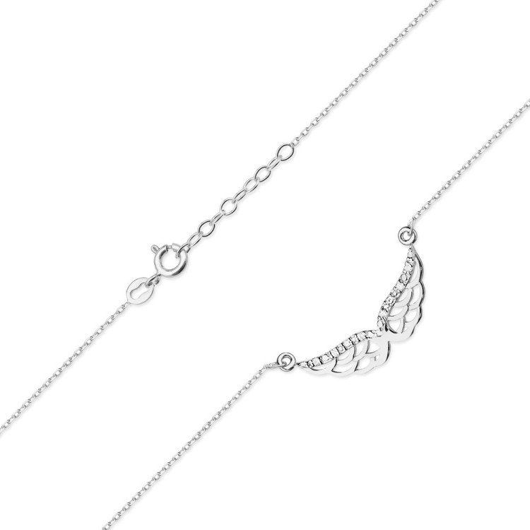 Naszyjnik z białego złota z diamentami  - próba 585 0,03CT C-001B