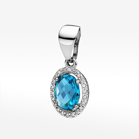 Zawieszka z białego złota z topazem Swiss - próba 585 1,81CT Z-080BT