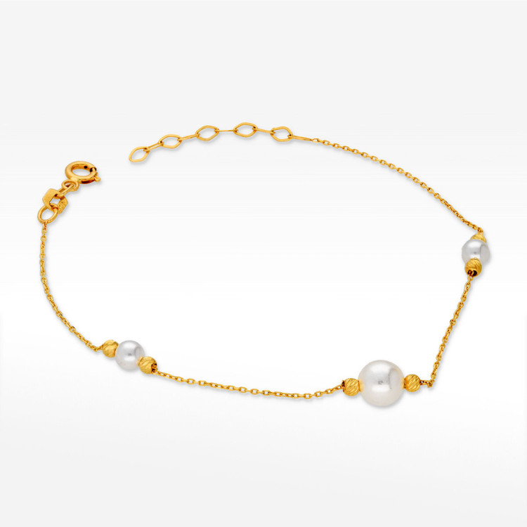 Bransoletka ze złota z perłami 19-22cm