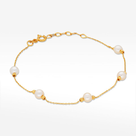 Bransoletka ze złota 17-19cm perły