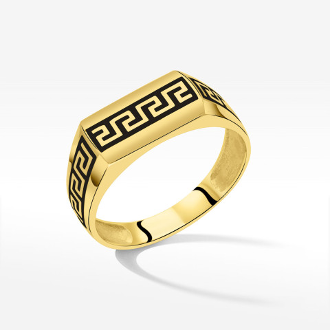Sygnet ze złota z wzorem greckim