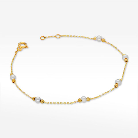 Bransoletka ze złota 18cm z perłami