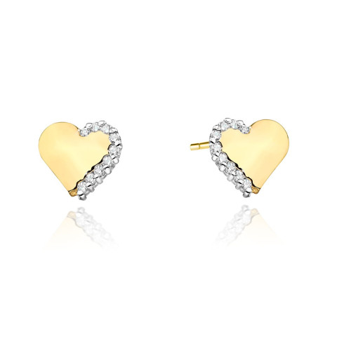 Kolczyki z żółtego złota z diamentami  - próba 585 0,10CT KO-505