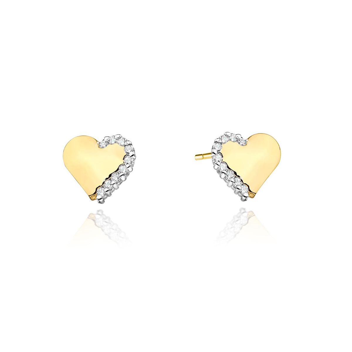 Kolczyki z żółtego złota z diamentami  - próba 585 0,10CT KO-505