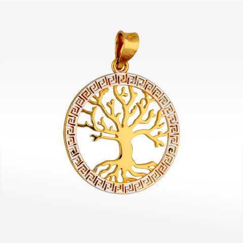 Zawieszka ze złota drzewko szczęścia z wzorem greckim