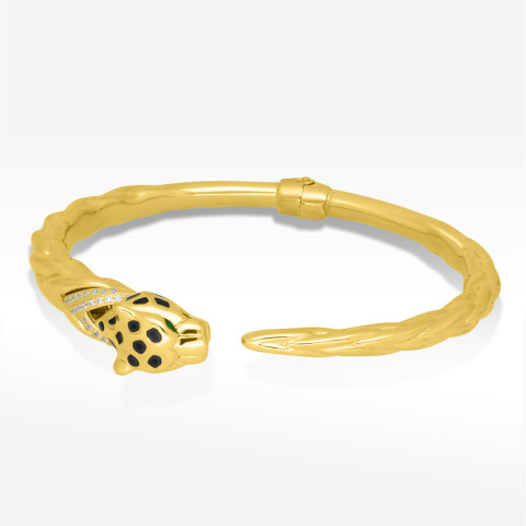 Bransoletka ze złota 21cm gepard z cyrkoniami
