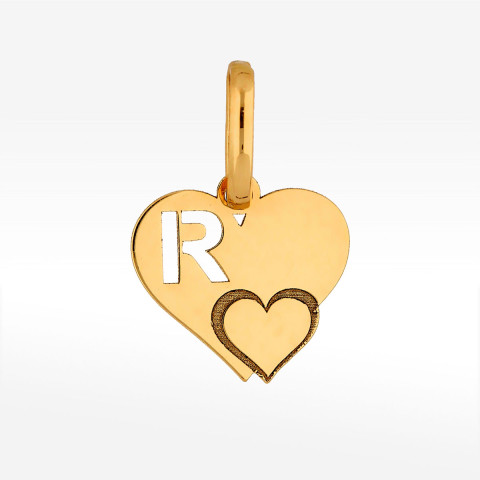 Zawieszka ze złota serce z literą R