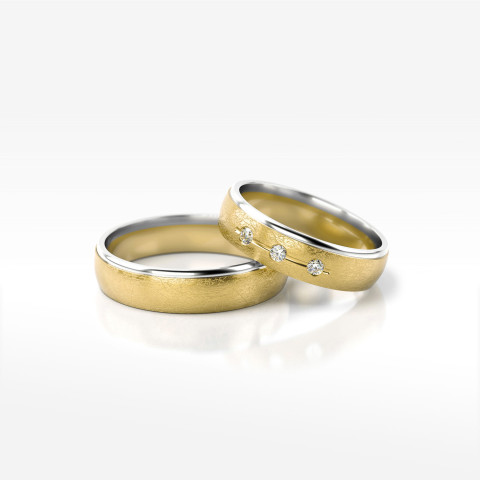 Obrączki ślubne z żółto-białego złota 5mm półokrągłe