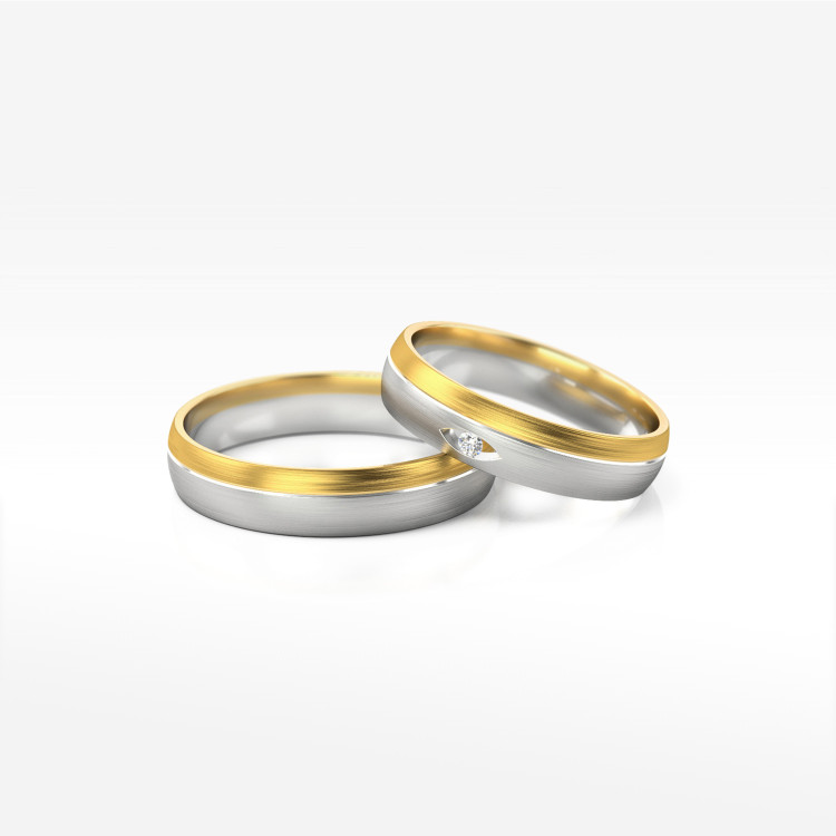 Obrączki ślubne z dwukolorowego złota 4.5mm półokrągłe