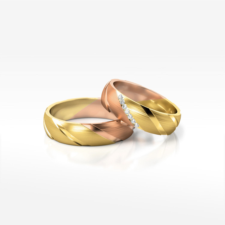 Obrączki ślubne z dwukolorowego złota 5.5mm półokrągłe