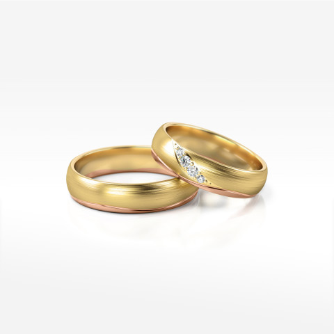 Obrączki ślubne z dwukolorowego złota 5mm półokrągłe