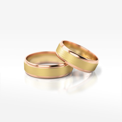 Obrączki ślubne z dwukolorowego złota 6.5mm płaskie