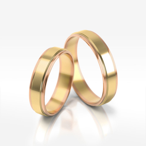 Obrączki ślubne z dwukolorowego złota 4.5mm płaskie