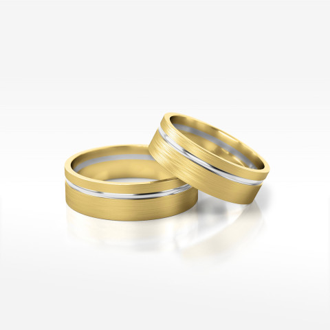 Obrączki ślubne z dwukolorowego złota 6mm płaskie