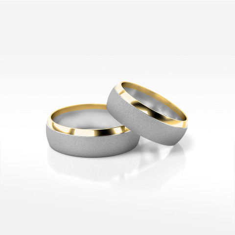 Obrączki ślubne z dwukolorowego złota 6.5mm półokrągłe