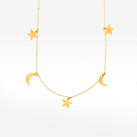 Naszyjnik ze złota 42cm z gwiazdkami i księżycami