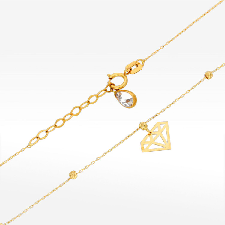 Naszyjnik ze złota 42-45cm z diamentem i koralikami