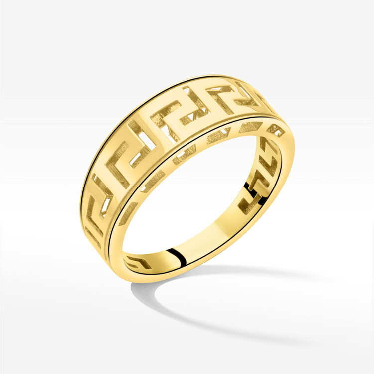 Pierścionek ze złota z wzorem greckim