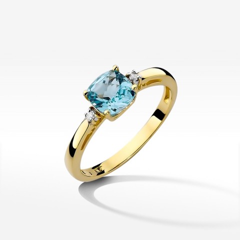 Pierścionek z żółtego złota z topazem Swiss - próba 585 1,129CT W-003AT