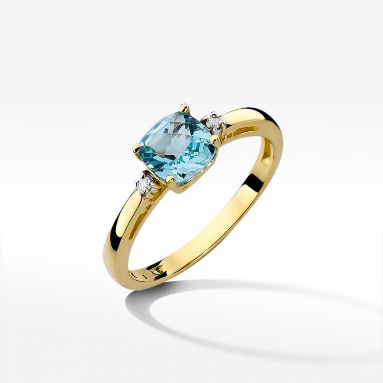 Pierścionek z żółtego złota z topazem Swiss - próba 585 1,129CT W-003AT