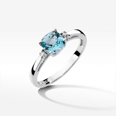 Pierścionek z białego złota z topazem Swiss - próba 585 1,129CT W-003BT