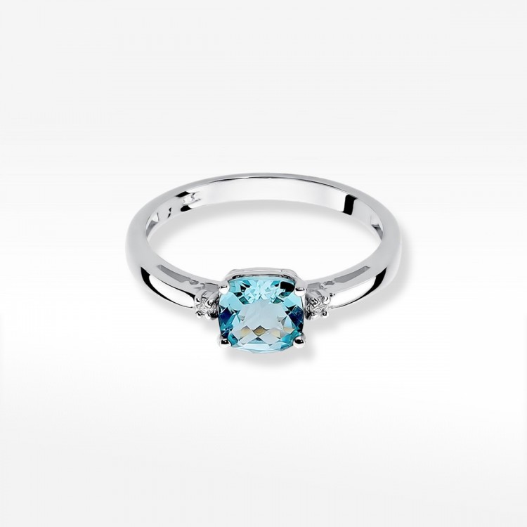 Pierścionek z białego złota z topazem Swiss - próba 585 1,129CT W-003BT