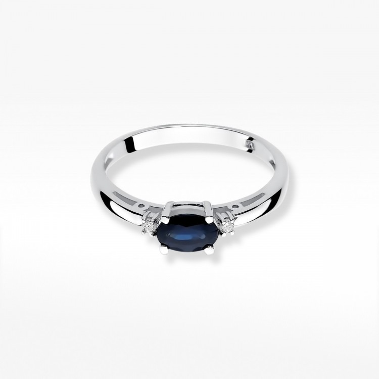 Pierścionek z białego złota z szafirem - próba 585 0,729CT W-006BS
