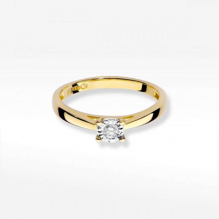 Pierścionek z żółtego złota z diamentem - próba 585 0,08CT W-007A