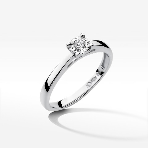 Pierścionek z białego złota z diamentem - próba 585 0,08CT W-007B