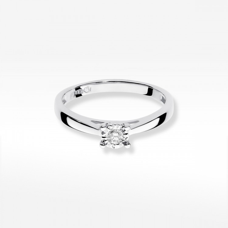 Pierścionek z białego złota z diamentem - próba 585 0,08CT W-007B