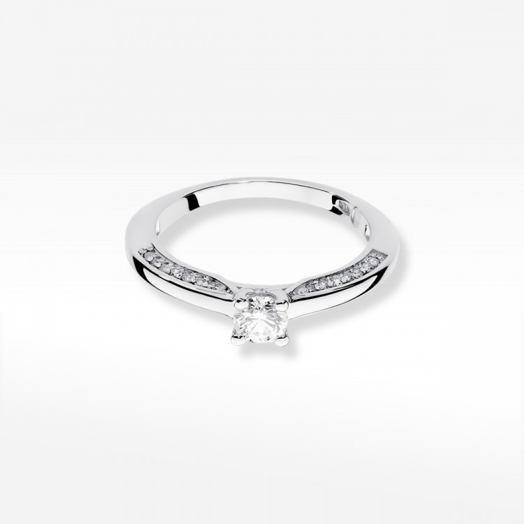 Pierścionek z białego złota z diamentami  - próba 585 0,44CT W-009B