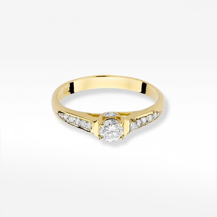 Pierścionek z żółtego złota z diamentami  - próba 585 0,33CT W-016A