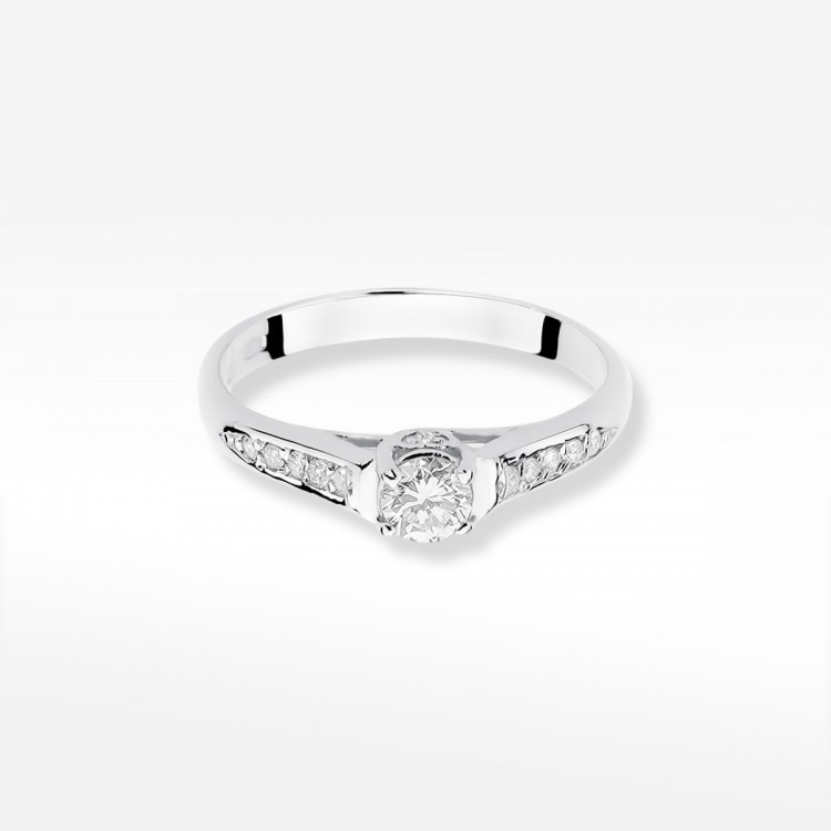 Pierścionek z białego złota z diamentami  - próba 585 0,33CT W-016B