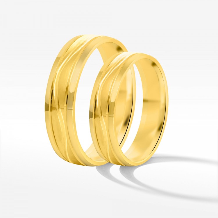 Obrączki ślubne z żółtego złota 5mm fazowane