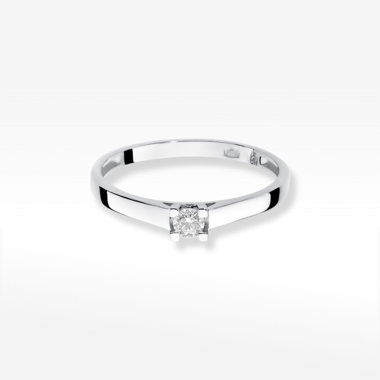 Pierścionek z białego złota z diamentem laboratoryjnym - próba 585 0,10CT W-221B 0.10ct